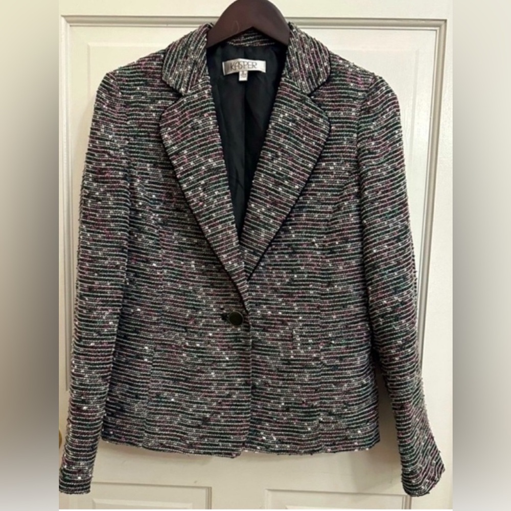 Kasper Multicolored Tweed One
Button Blazer